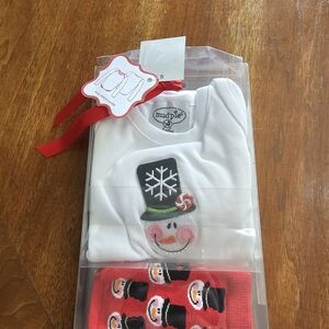 Mud Pie Baby Long Sleeve Crawler in White and Red